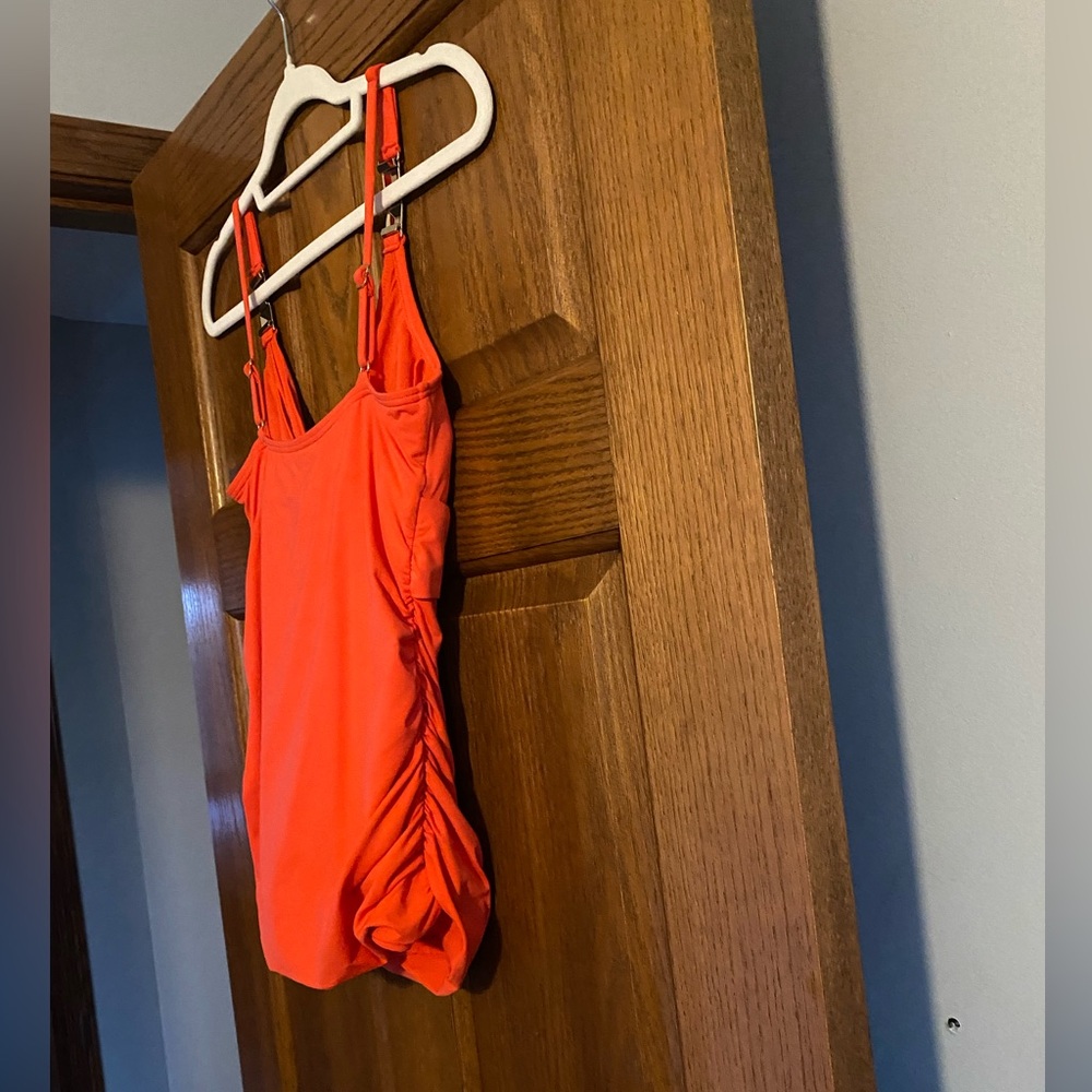 Vibrant Orange Ruched Tank Top - Picture 3 of 6